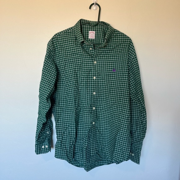 Brooks Brothers green 346 shirt large button down - Picture 2 of 4